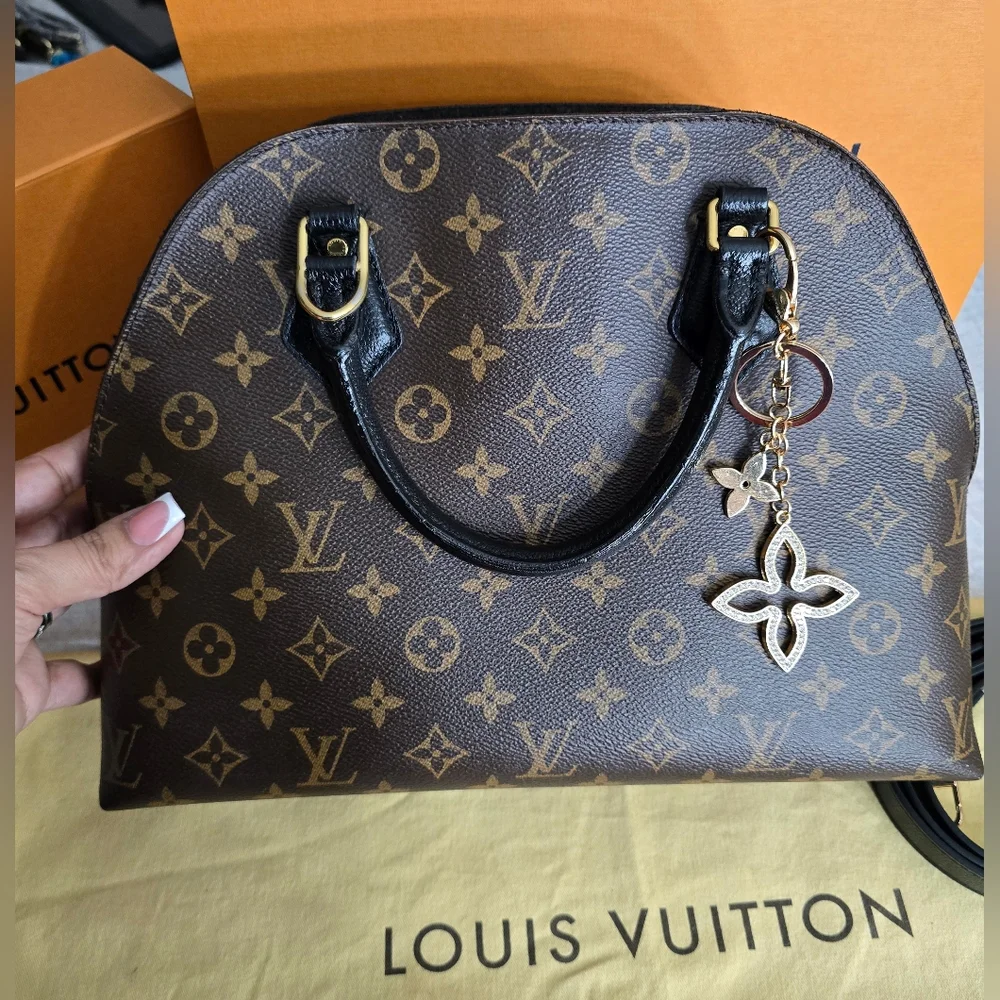 Louis Vuitton Brown Monogram Alma PM Satchel with Black Handles
